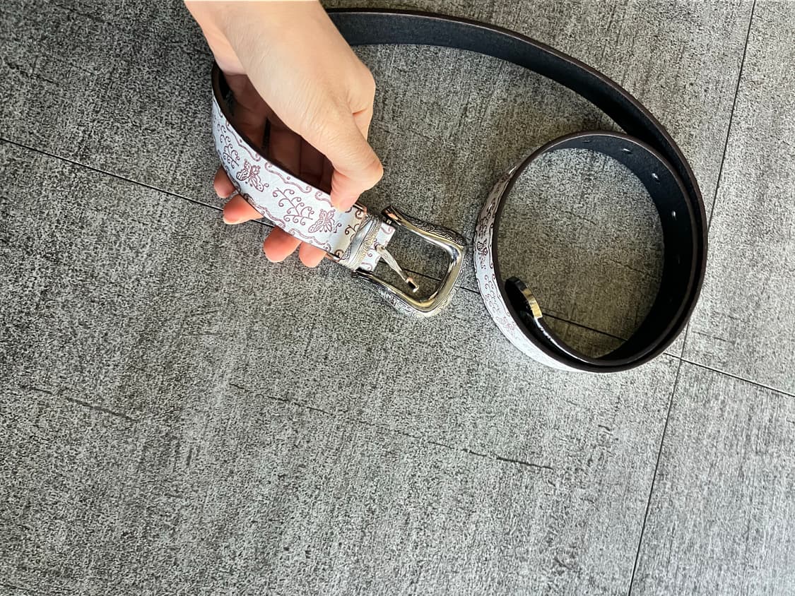 일본빈티지 보헤미안 에스닉벨트 화이트 상품이미지1