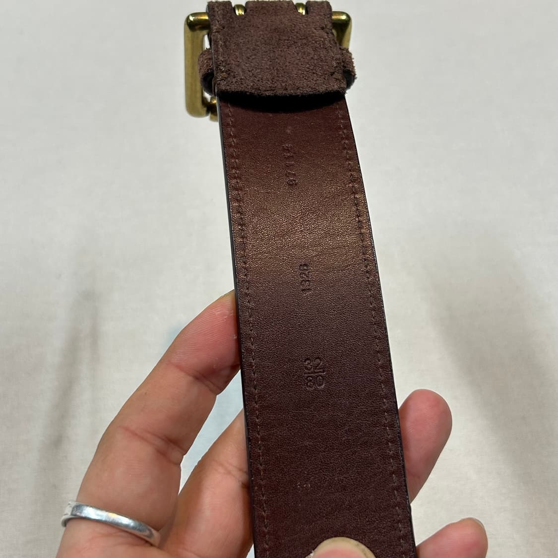 폴로 랄프로렌 스웨이드 가죽 더블 프롱 벨트 브라운 상품이미지7