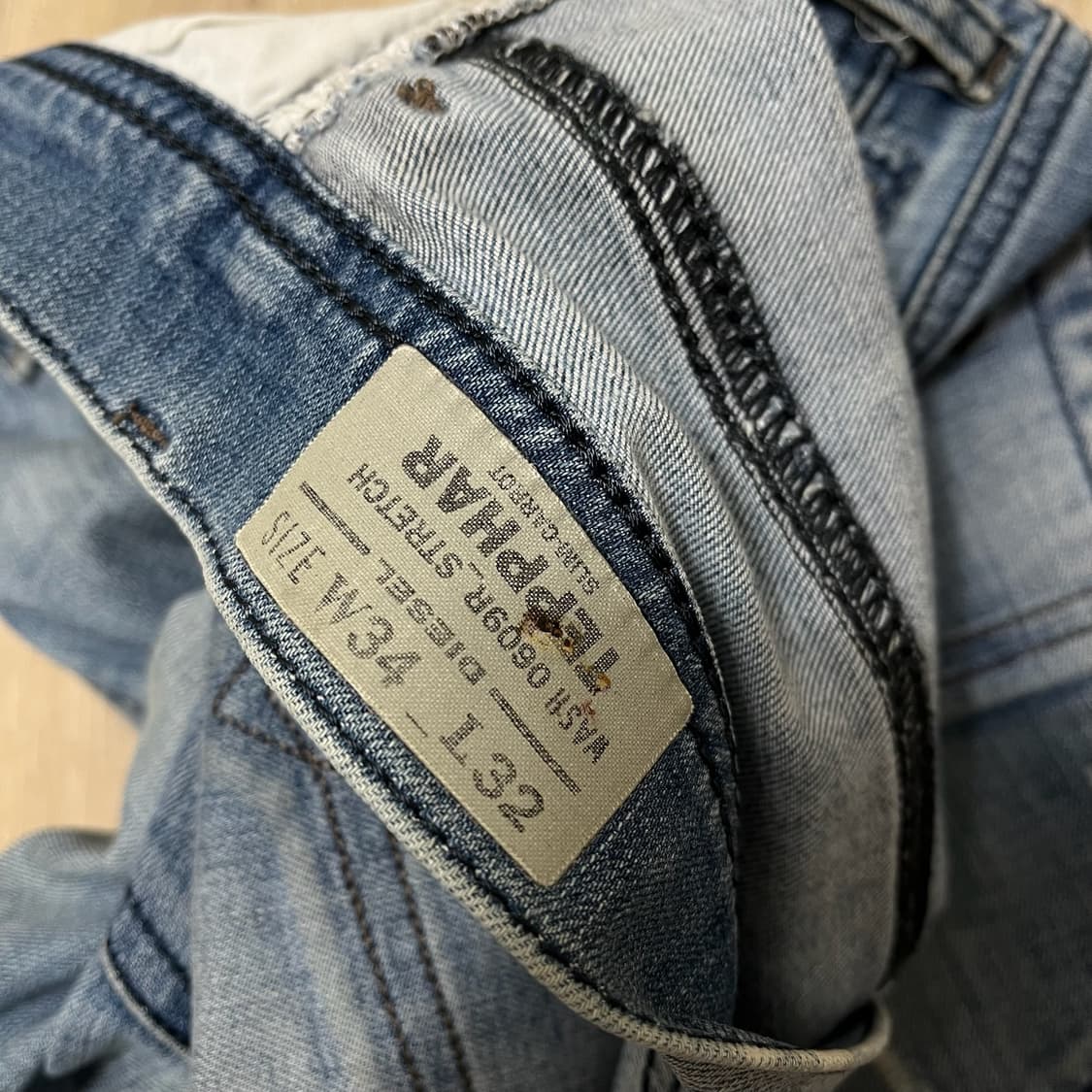 디젤 테파 슬림 캐럿 데미지 워싱 데님 청바지 [중청] W34 L32 상품이미지9