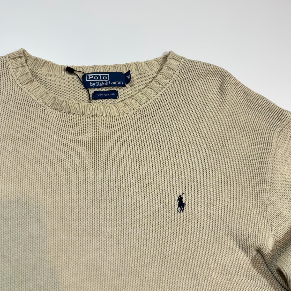 폴로 랄프로렌 베이지 코튼 크루넥 니트 상품이미지3