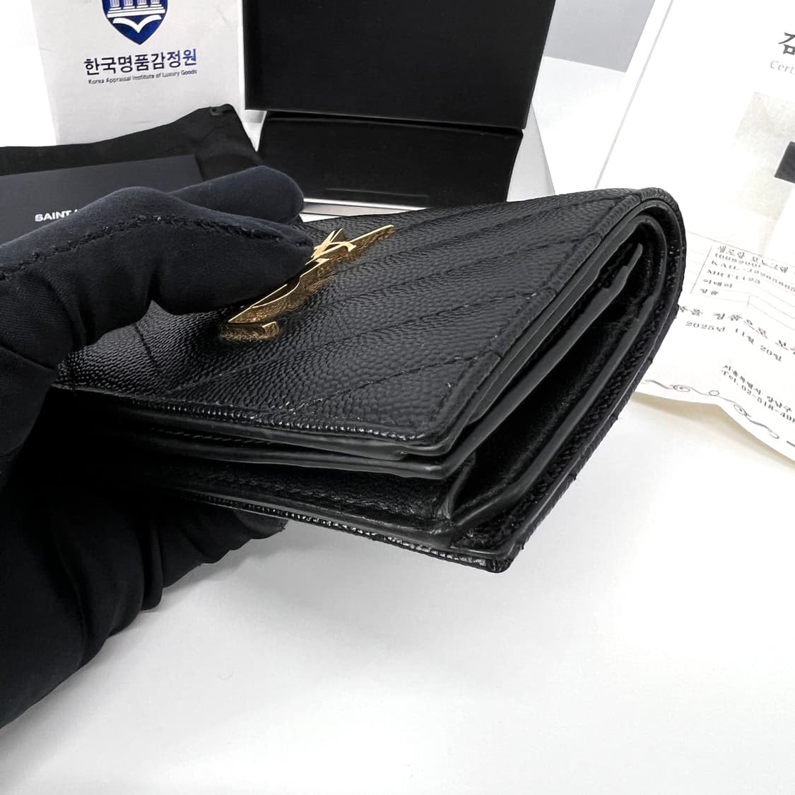 [감정완료] 생로랑 마틀라세 여성 반지갑 카드지갑 블랙 (668290) 상품이미지7