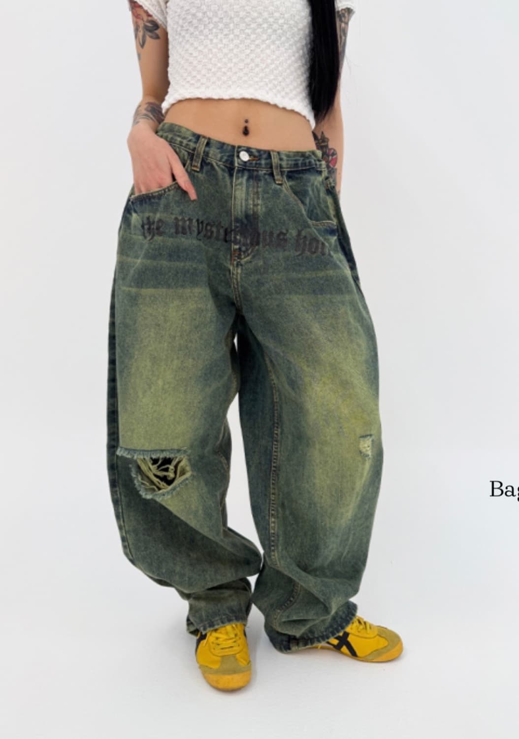 더미스테리어스호텔 옐로 워싱 진 1사이즈 상품이미지1