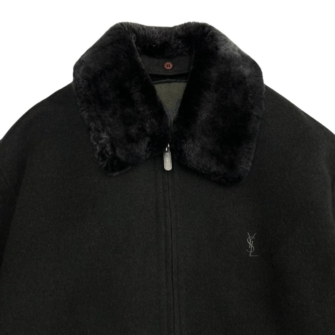 입생로랑 스몰로고 퍼 카라 딥카키 자켓 105 상품이미지4