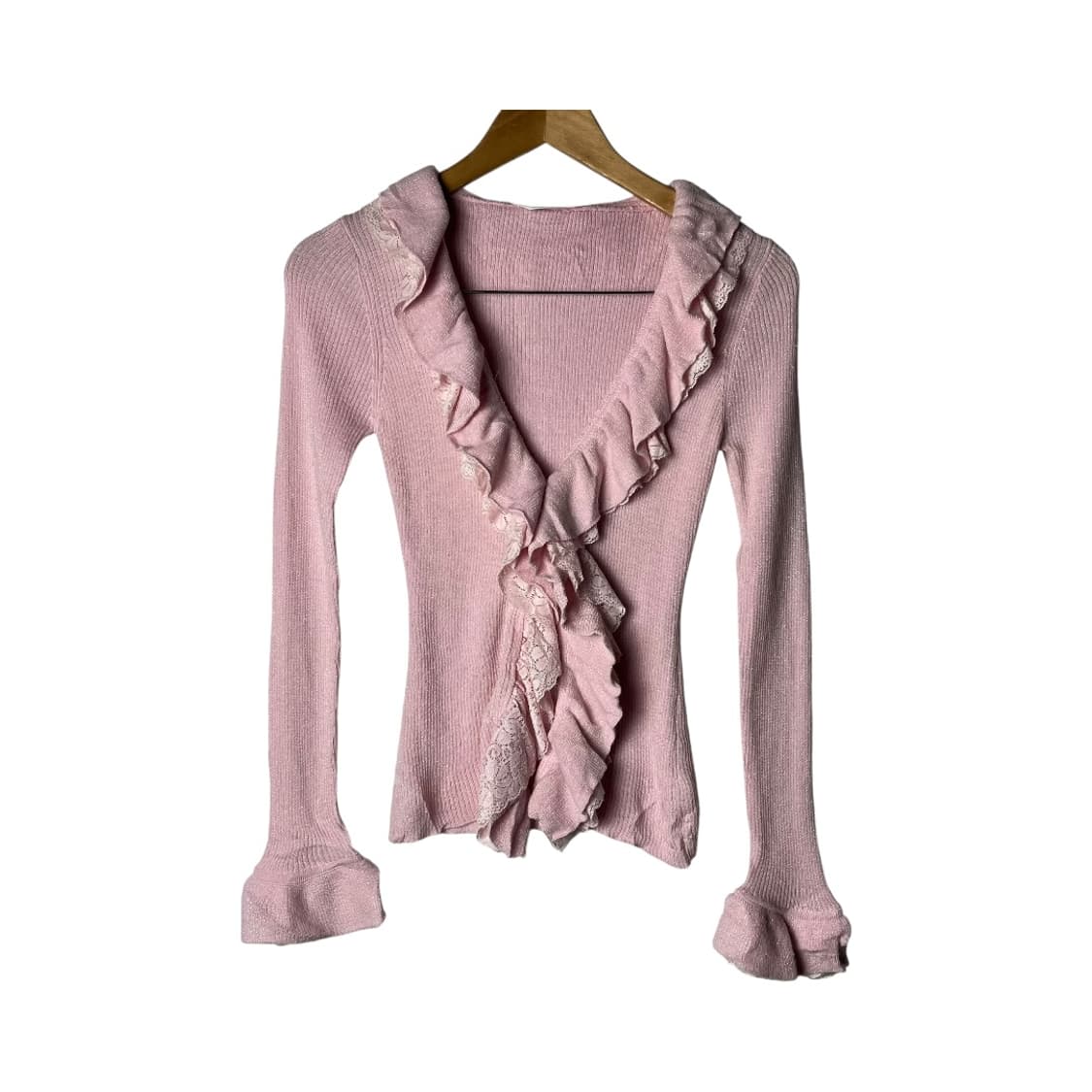 [JPN] 빈티지 레이스프릴 골지 가디건 상품이미지1