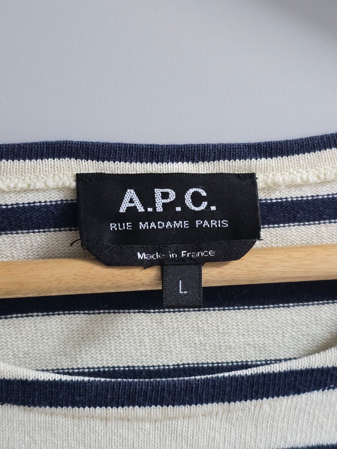 A.P.C. 스트라이프 사이드로고 반팔 티셔츠 L사이즈 상품이미지6