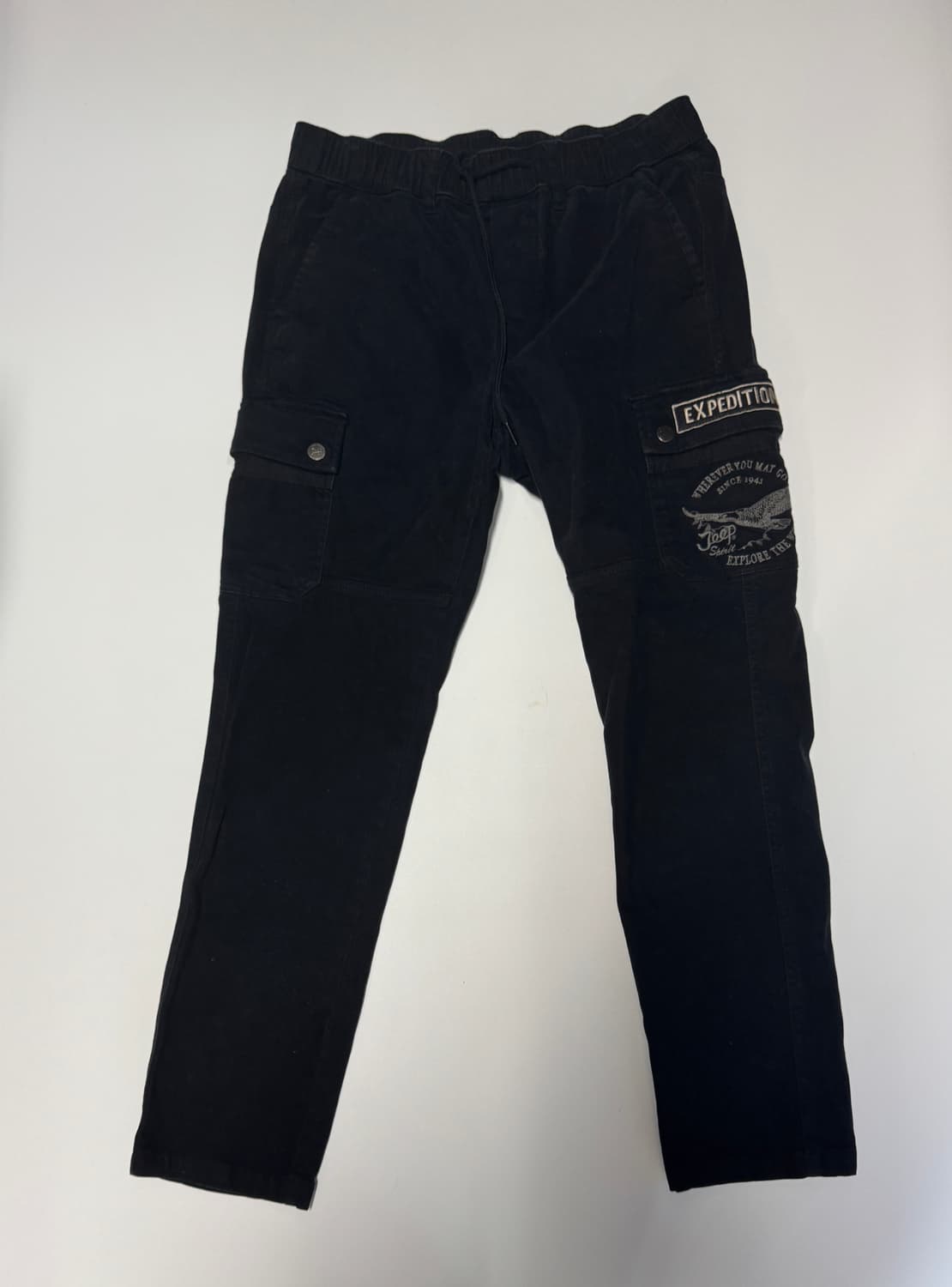 지프 Jeep 와팬 로고 블랙 카고팬츠 32.2인치 상품이미지1