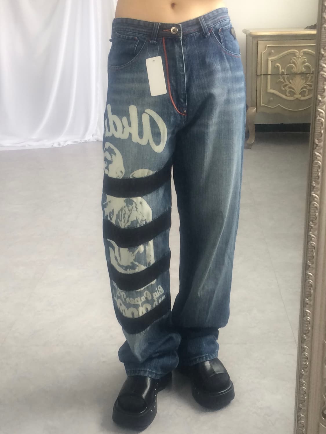 Printing point denim pants 상품이미지1