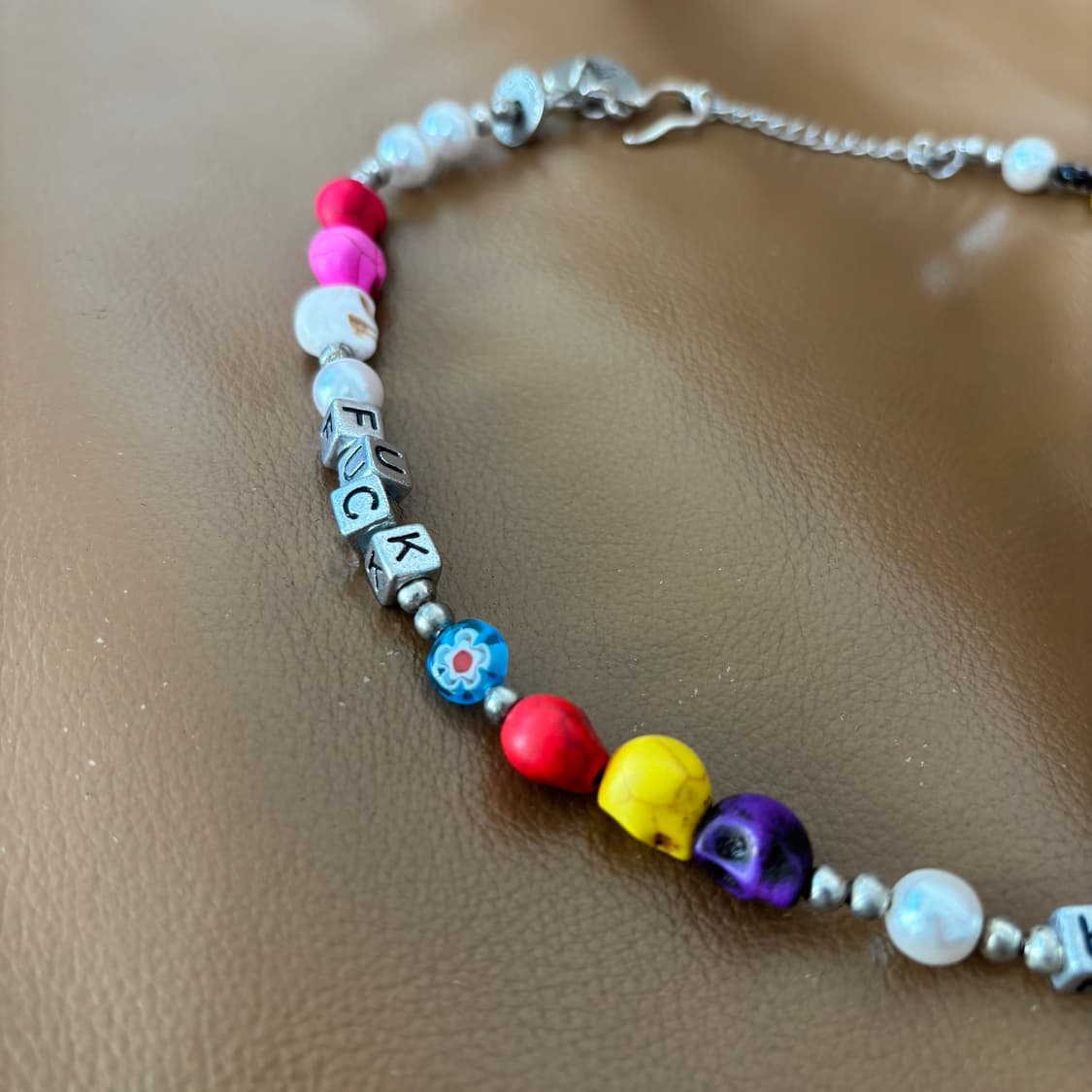 히스테릭글래머 x 아카쉭 트리 스컬 비디드 실버 목걸이 상품이미지4