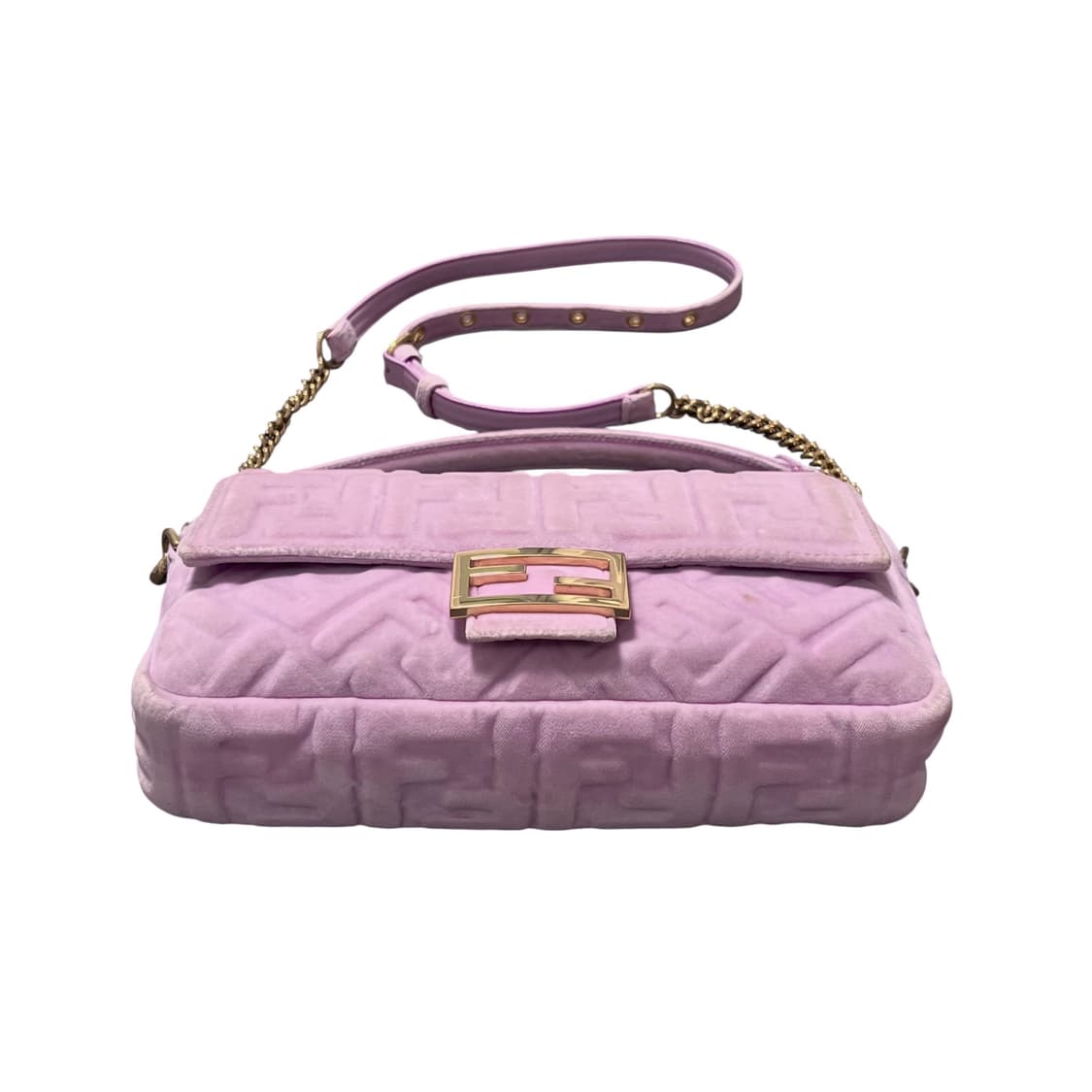 펜디 핑크 벨벳 바게트백 테리 상품이미지5