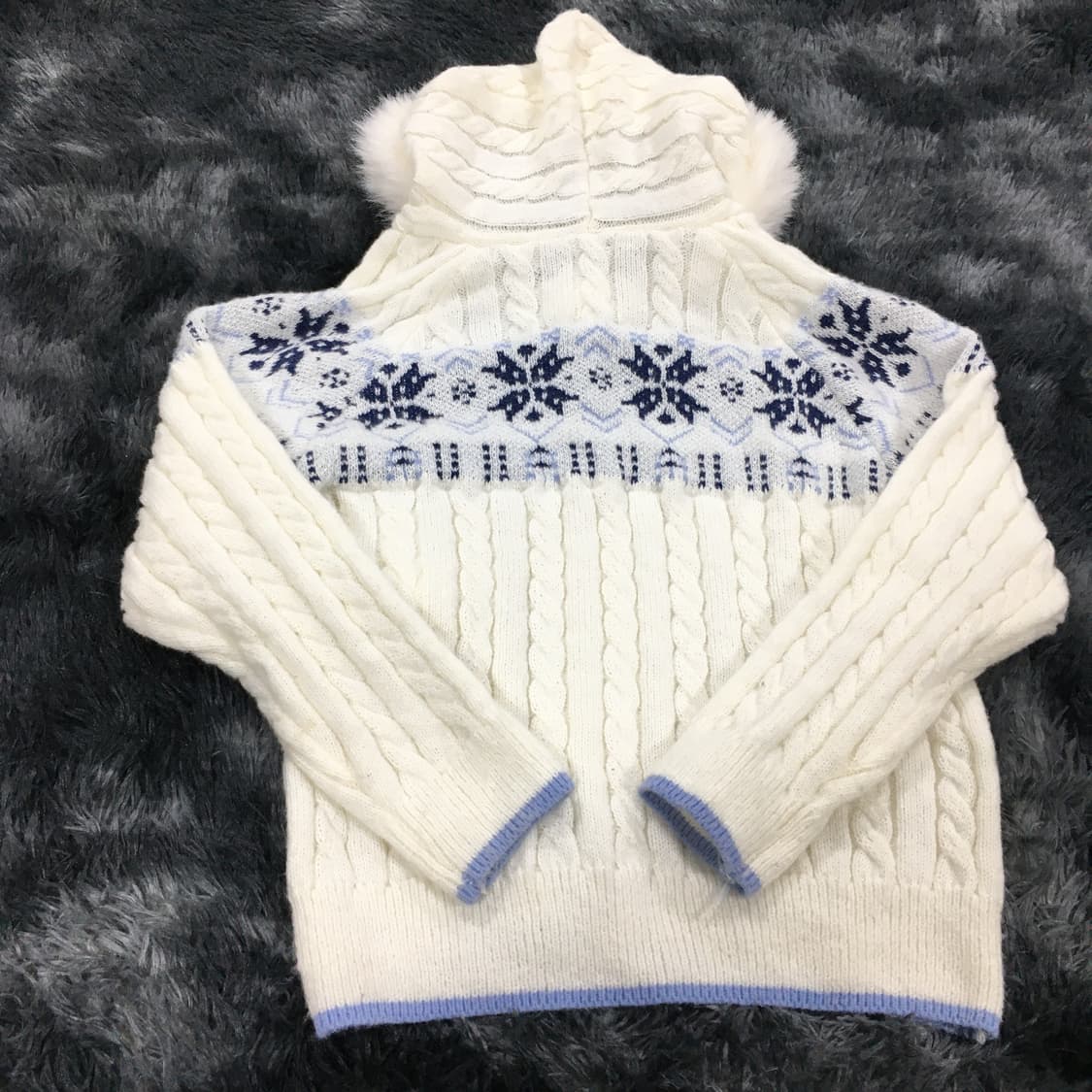 투티/0285 러블리 퍼 모자 폼폼 니트 노르딕 스포티 스웨터 집업 후드 상품이미지5