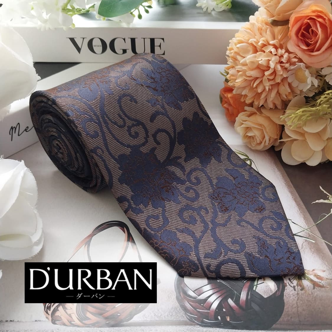 더반 실크 네이비 플라워 자카드 넥타이 9.4cm A+등급 K2311
 상품이미지2