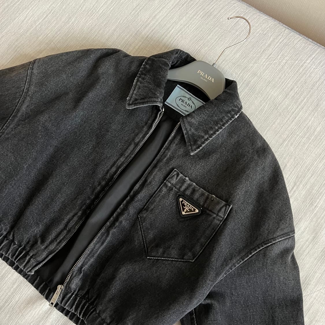 프라다 22fw 데님 블루종 36 상품이미지4