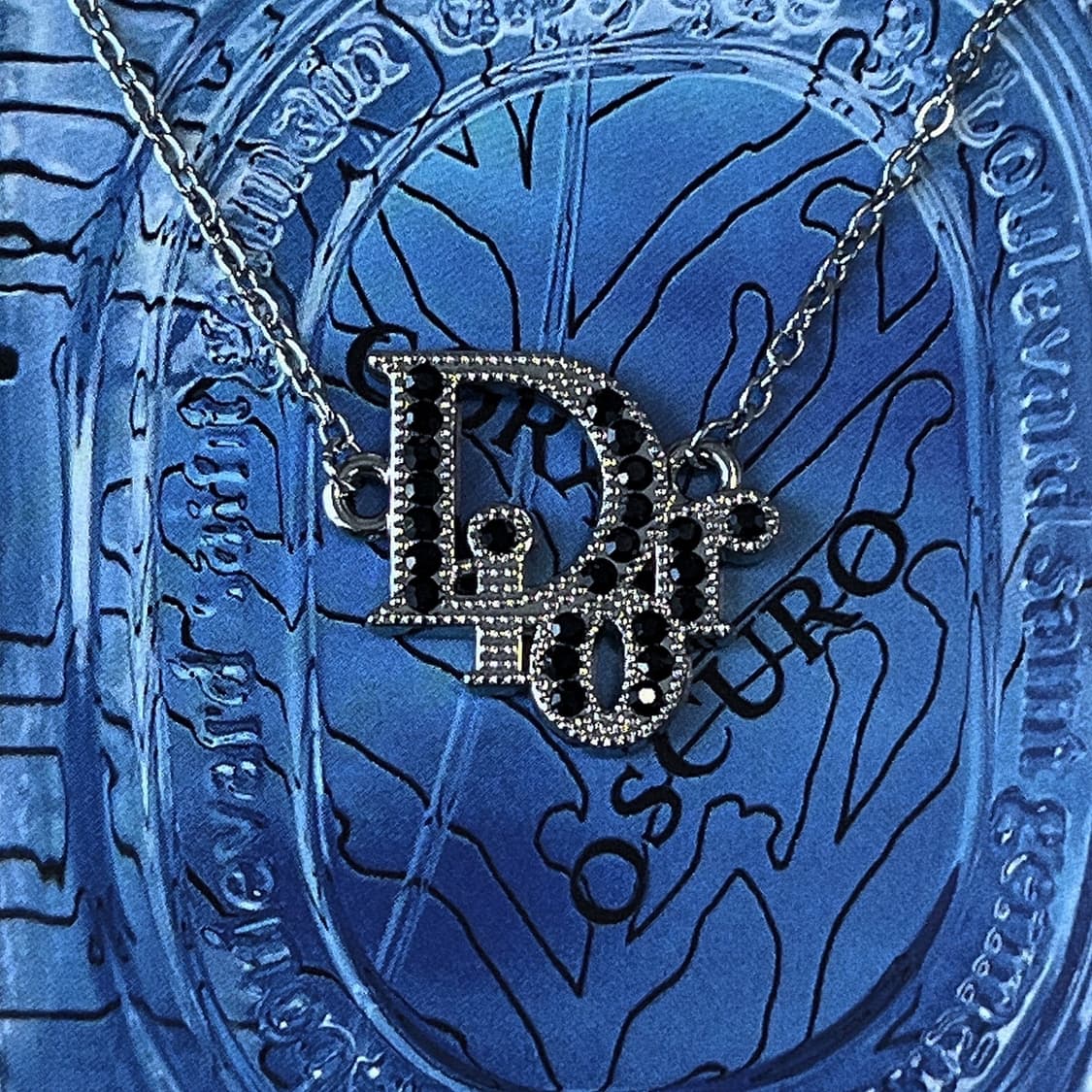 디올 Dior 로고 블랙스톤 업사이클링 실버 양고리 목걸이] 상품이미지3