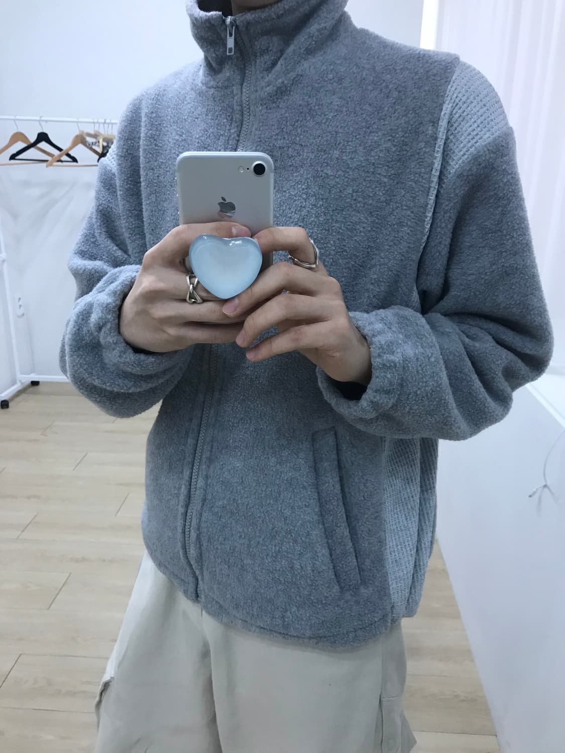 플리스 레드/그레이 상품이미지4