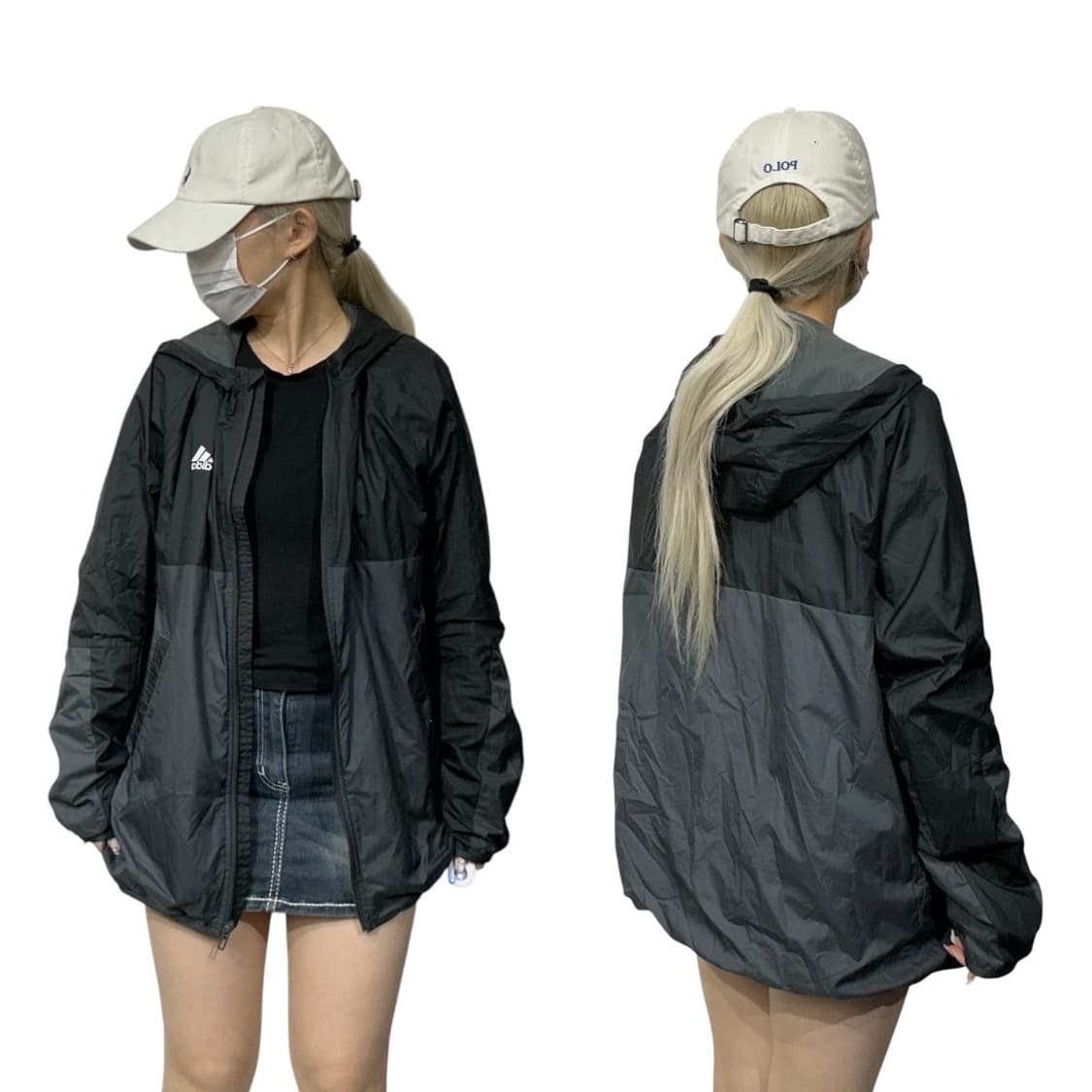 아디다스 블랙 차콜 오버핏 바람막이 트랙 자켓 XL 상품이미지1