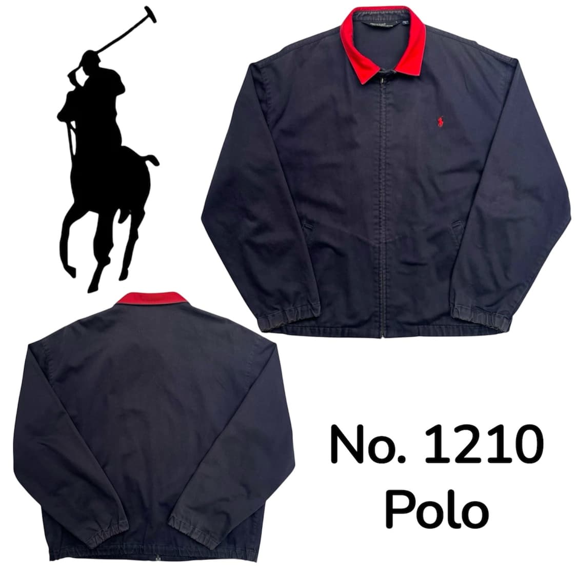 90S 폴로 랄프로렌 레드포니 네이비 배색 블루중 스위톱 자켓 L 상품이미지1