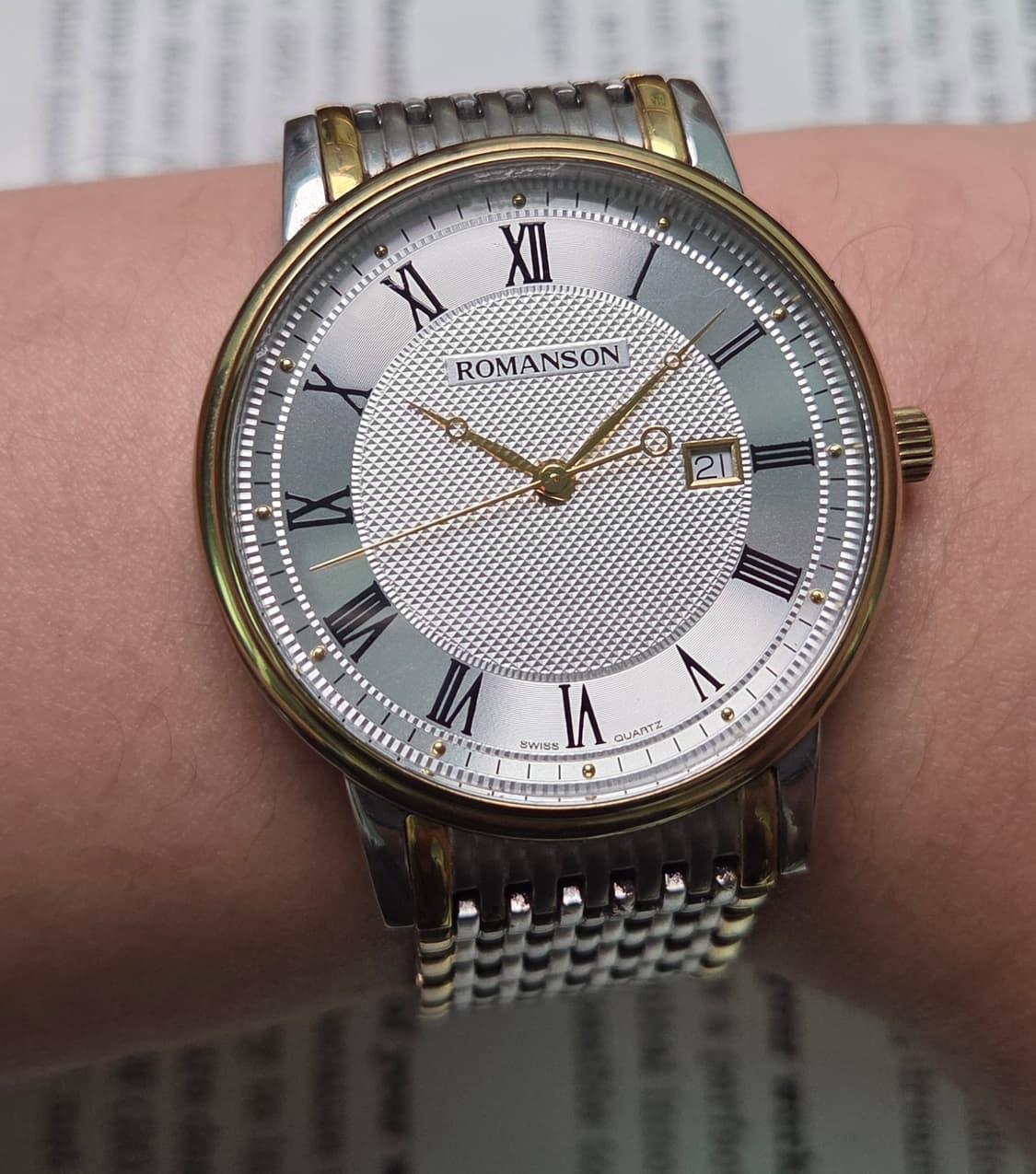 빈티지 로만손 기요쉐다이얼 콤비 쿼츠 드레스워치 남성용 브레이슬릿 ver 상품이미지10
