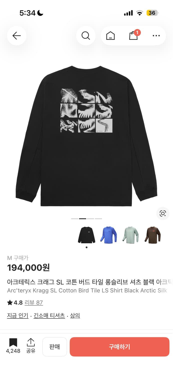 아크테릭스 sl 롱슬리브 M 상품이미지2