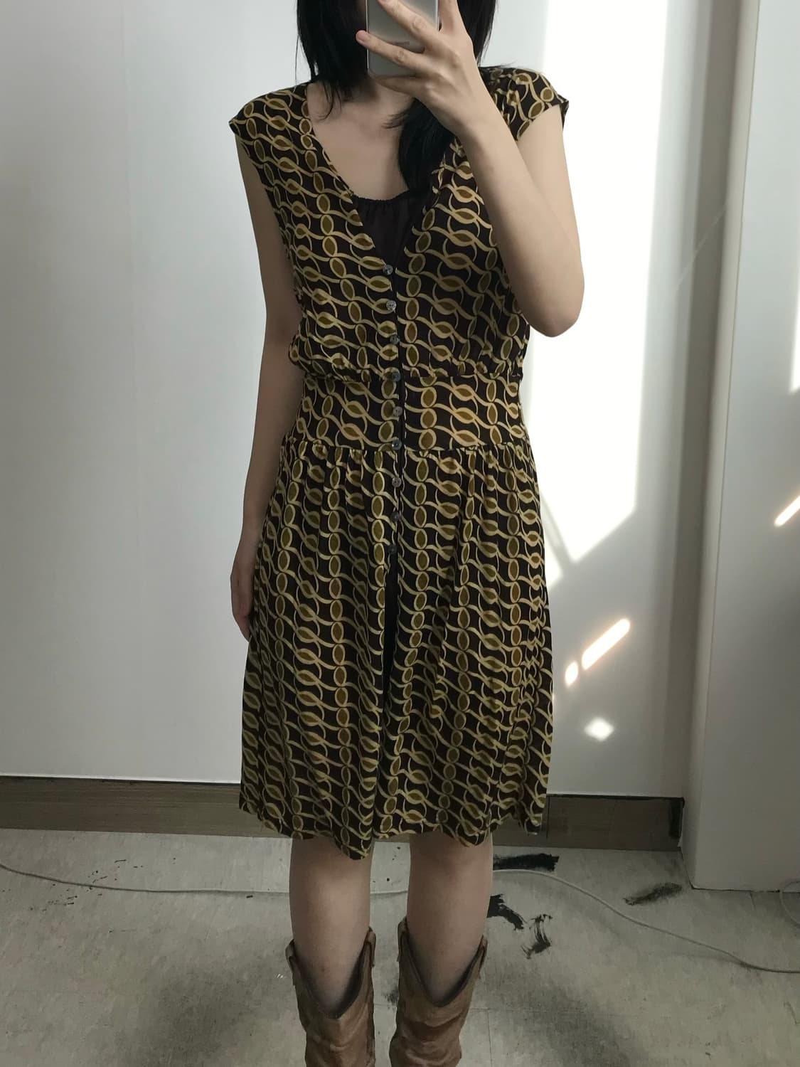 빈티지 레이어드 패턴 원피스 상품이미지2