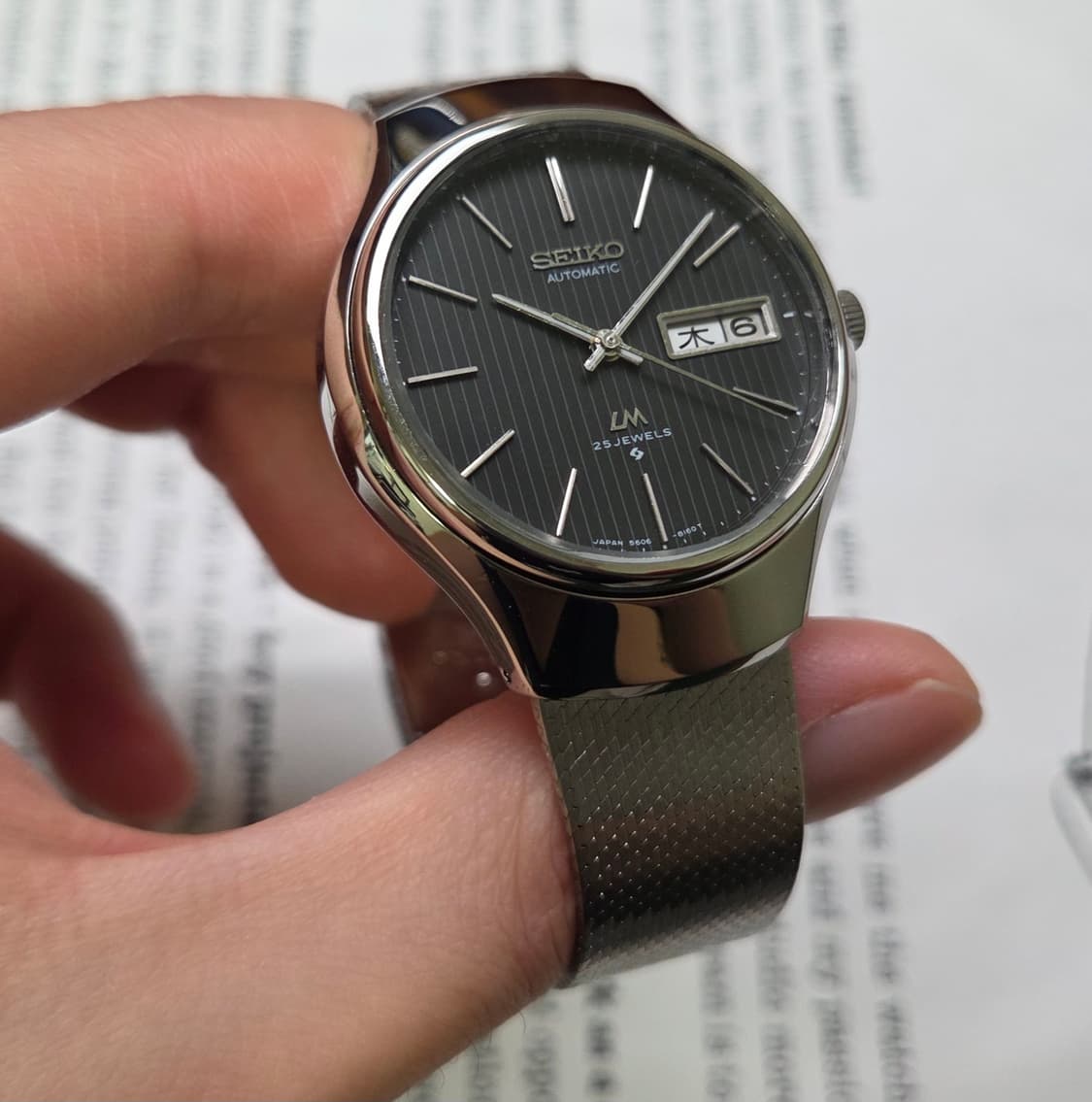 레어] 빈티지 세이코 LM로드매틱 25쥬얼 블랙 세로판 한자 데이데이트 상품이미지4