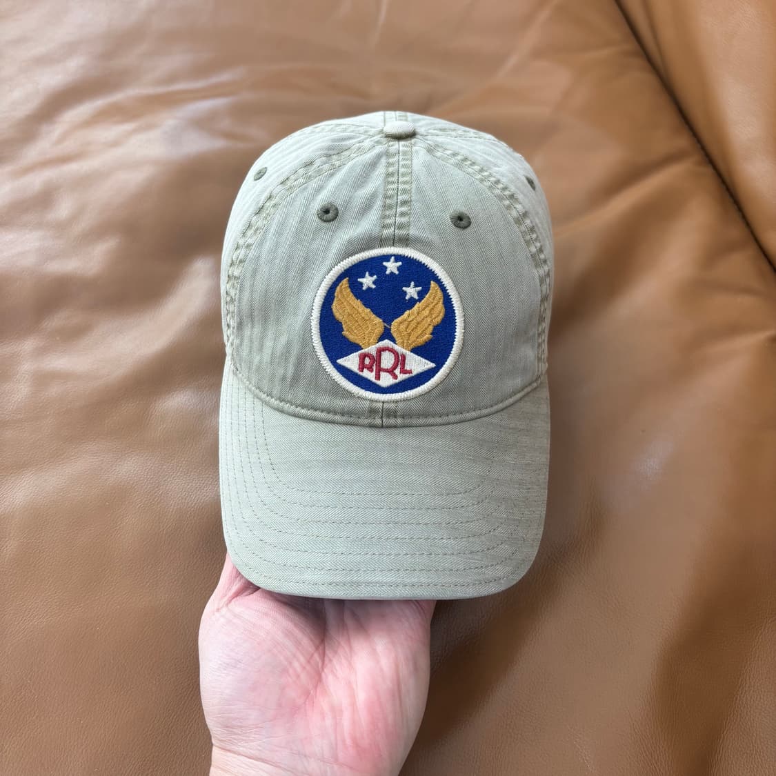 RRL 더블알엘 랄프로렌 폴로 윙로고 6패널 볼캡 모자 워시드 카키 상품이미지2