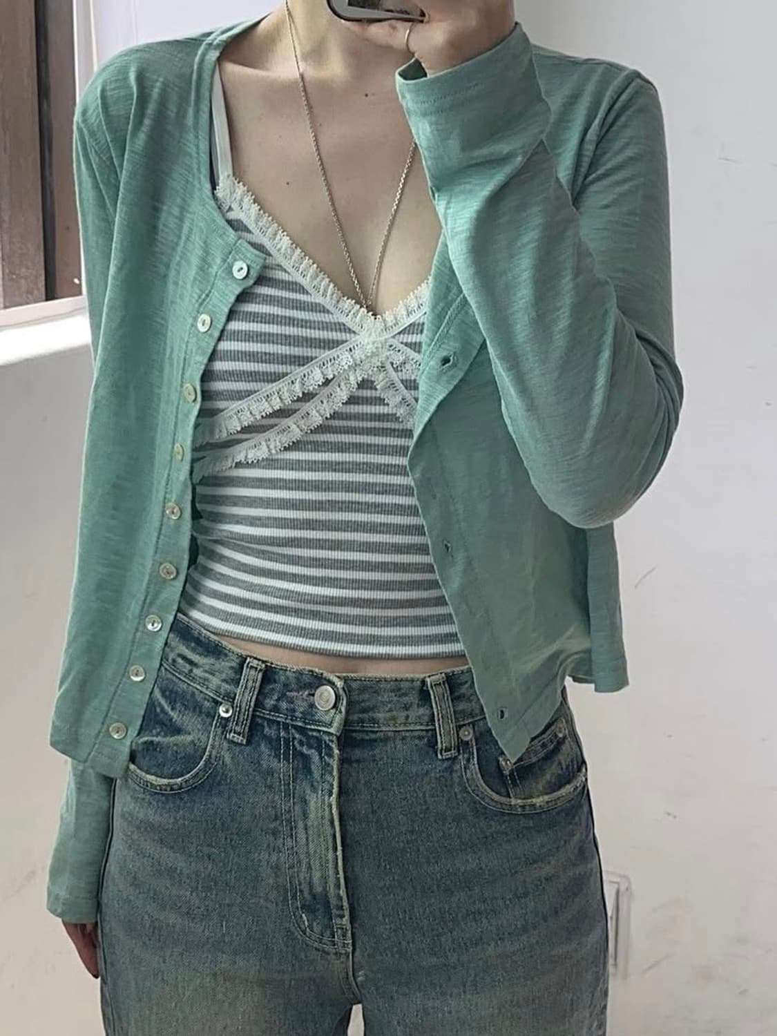 헤더먼트 썸머 가디건 민트 상품이미지3