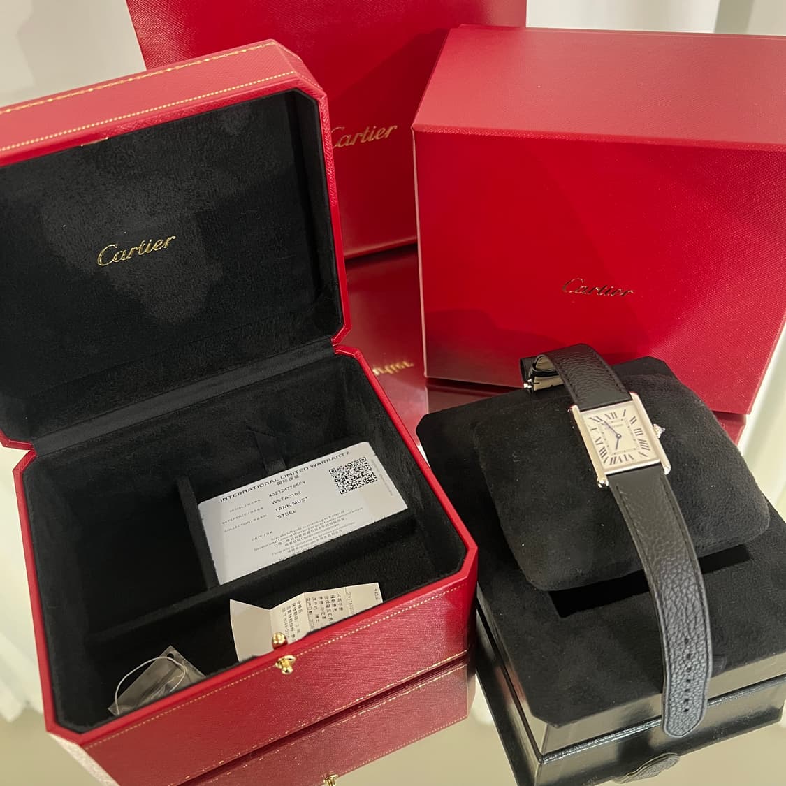 [새상품급/풀구성] 까르띠에 탱크 머스트 라지 쿼츠 스틸 카프스킨 상품이미지8