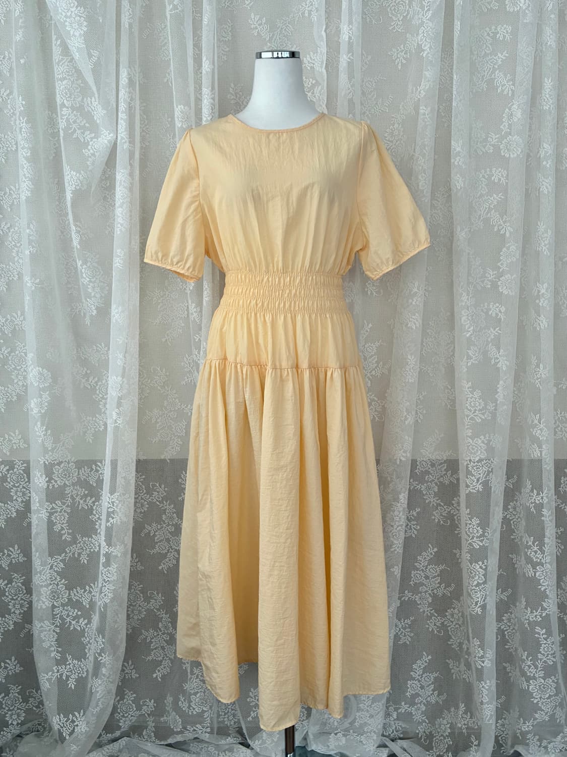 55) 마리끌레르 24ss 바스락 퍼프 프릴 원피스 옐로우 상품이미지1