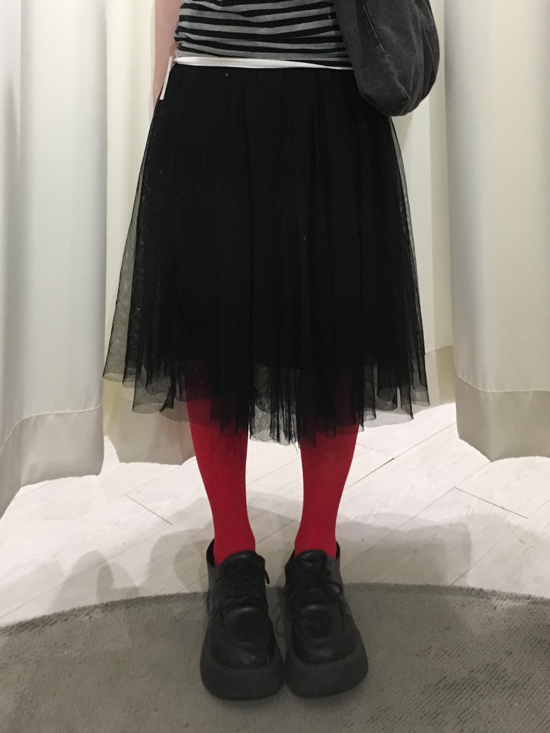 Double-layer lace black tulle skirt 상품이미지1