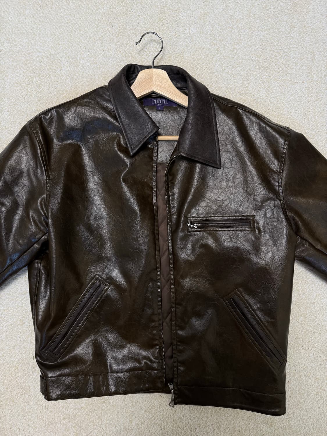 비슬로우 퍼플 레더자켓 브라운 L 상품이미지1