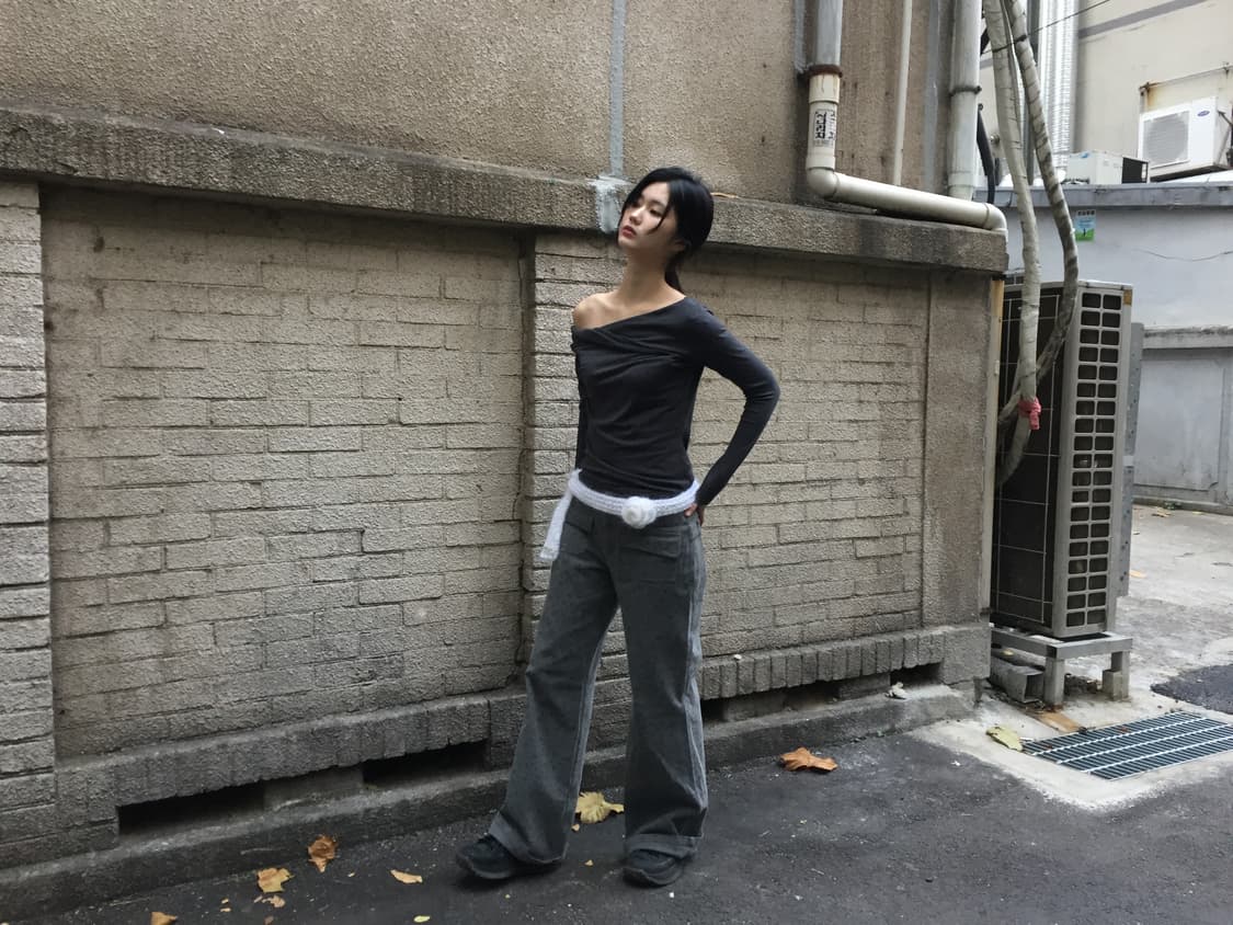 crochet mohair rose scarf white / mega 상품이미지5