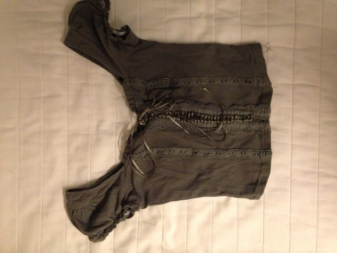 카키 레이스 블라우스 상품이미지1