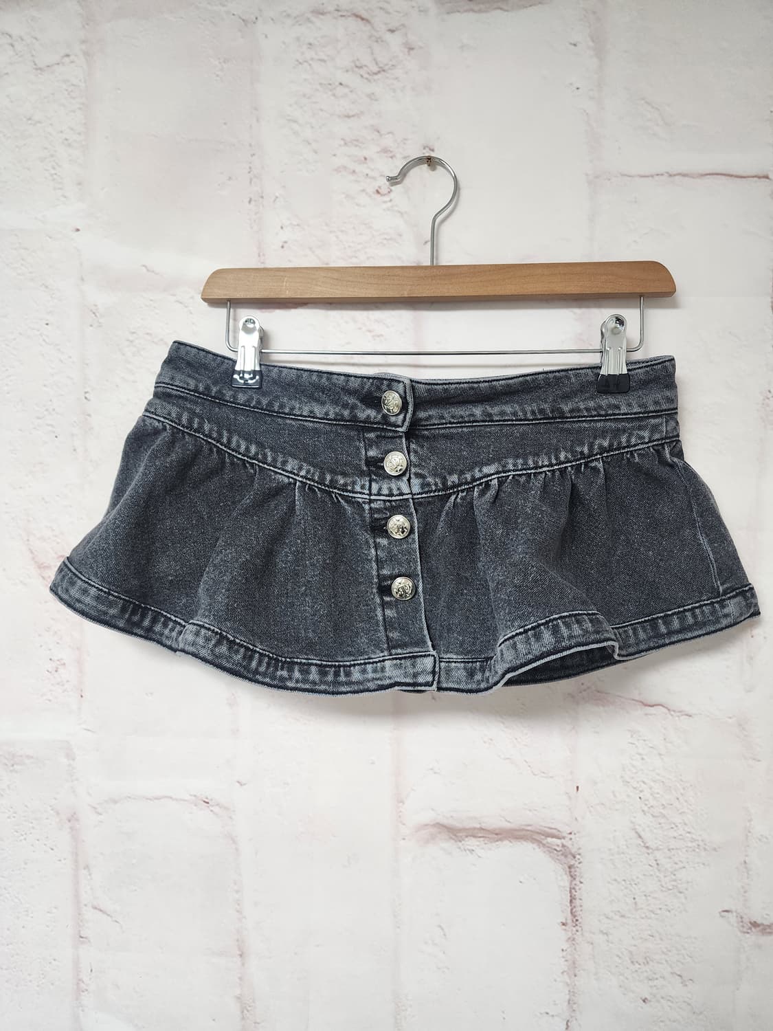 오브제 블랙 워싱 데님 미니스커트 상품이미지1