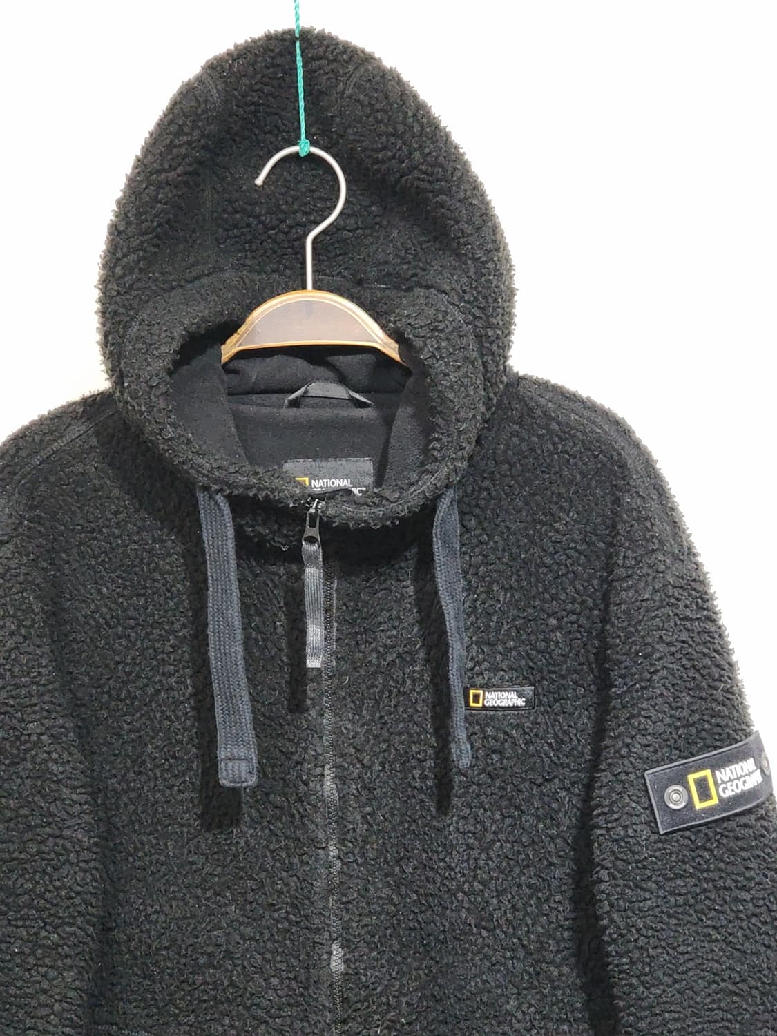 (M) 내셔널지오그래픽 플리스 점퍼 블랙 뽀글이 후리스 후드자켓  상품이미지2