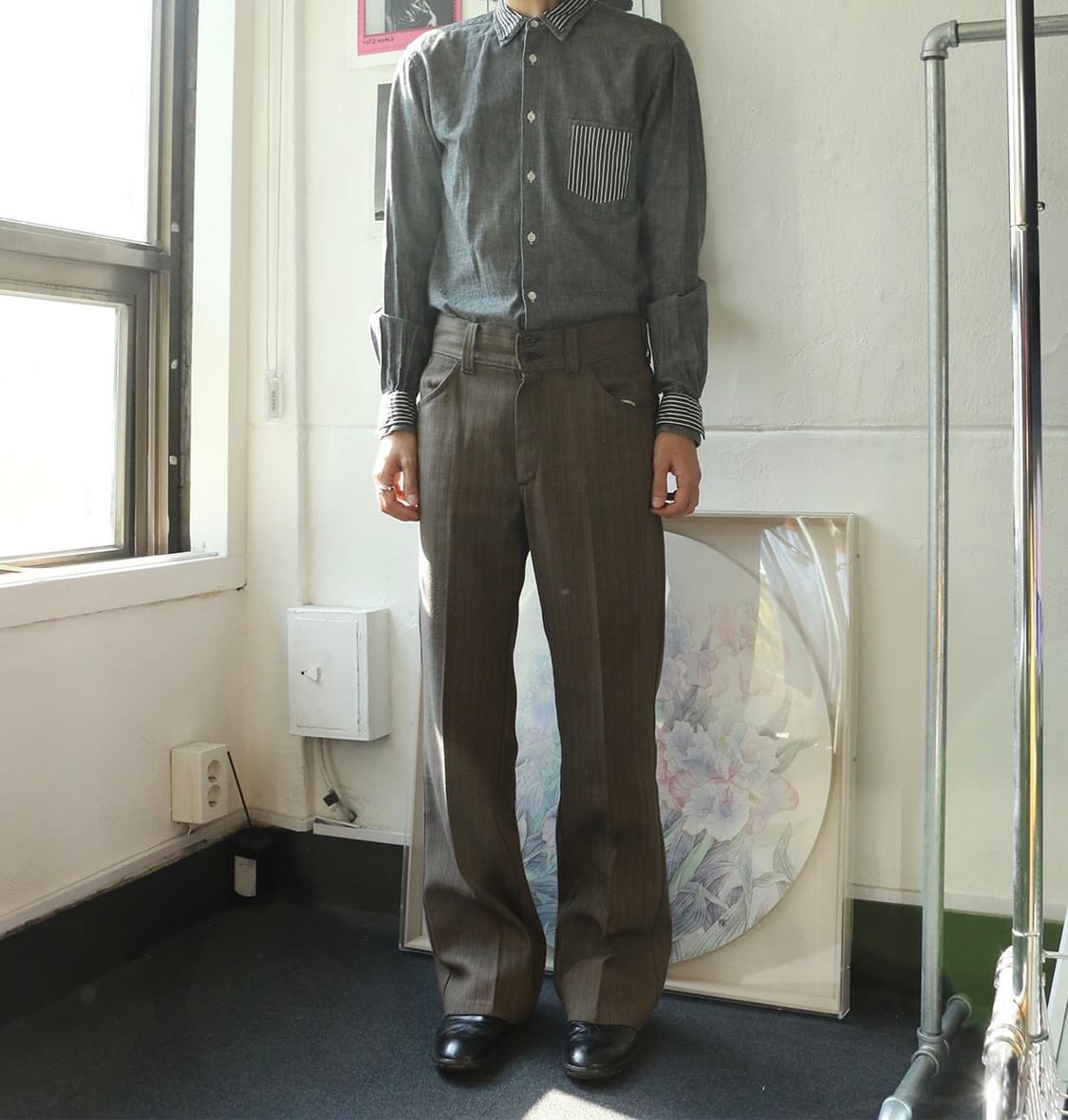 70s 스트라이프 부츠컷 트라우저 팬츠 상품이미지1