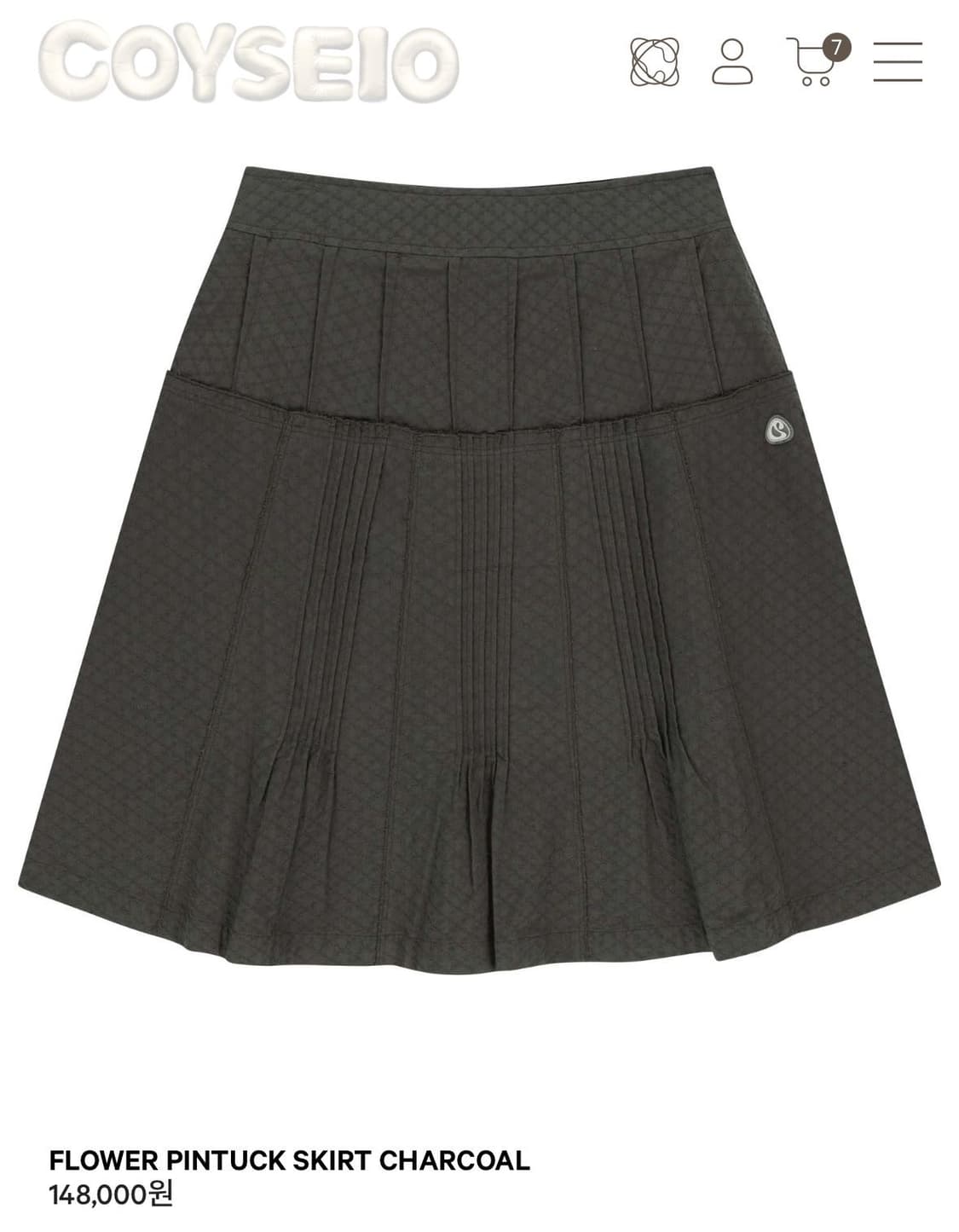 코이세이오 플라워 핀턱 스커트 차콜 상품이미지1