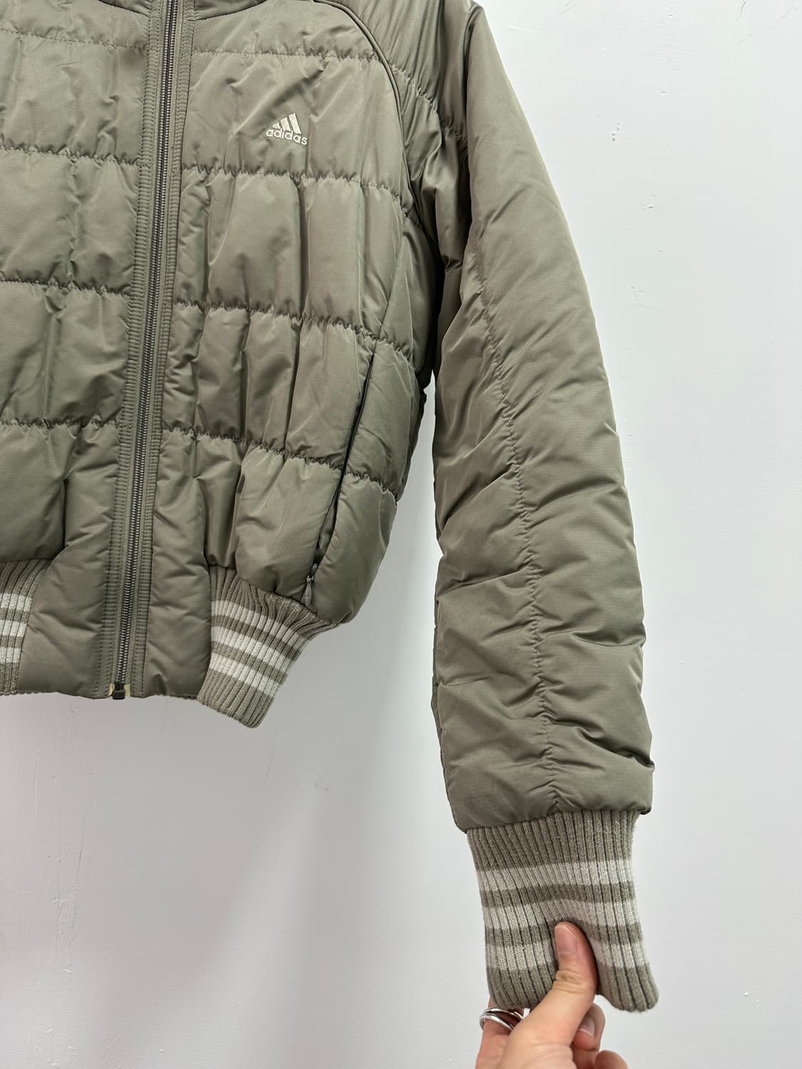 Adidas khaki shirring padding puffer 상품이미지6
