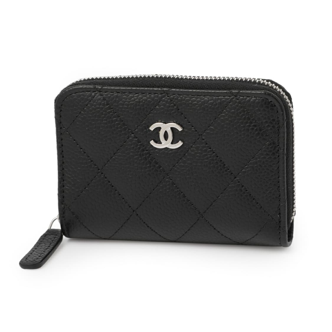 샤넬 클래식 지퍼 동전 지갑 그레인드 카프스킨 & 실버 메탈 블랙 상품이미지1