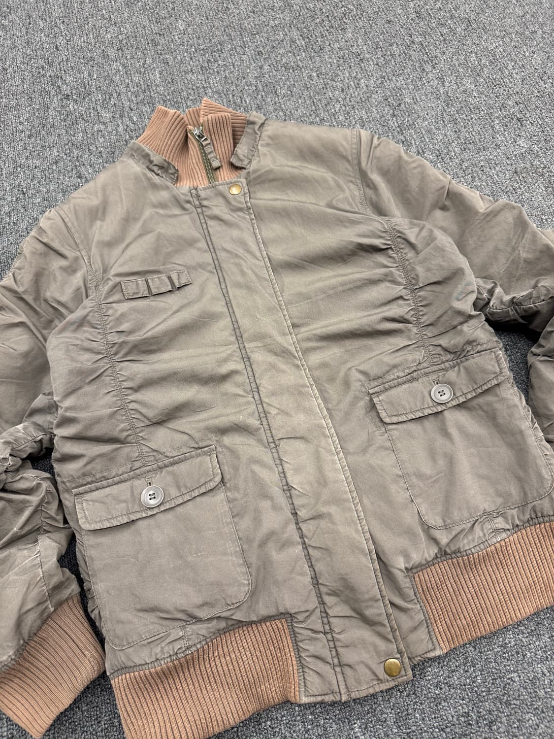 M)Japanese vintage Sunlucas 올리브 니트 봄버자켓 상품이미지3