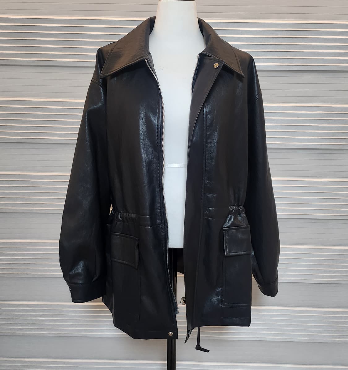 《새상품》에코 레더 자켓 점퍼 상품이미지2