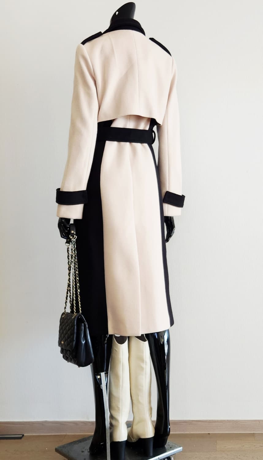 배색 롱코트  상품이미지7