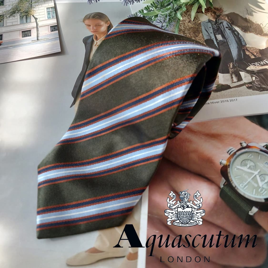 아쿠아스큐텀 실크 스트라이프 넥타이 8.5cm A등급 A18918
 상품이미지1