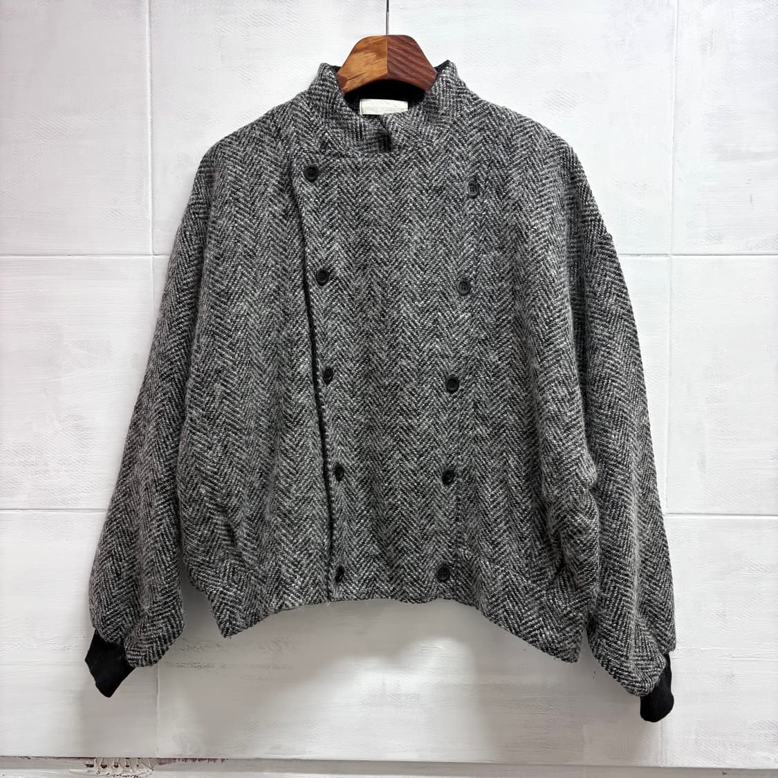 90s 울혼방 더블 헤링본 오버핏 봄버 자켓 상품이미지1