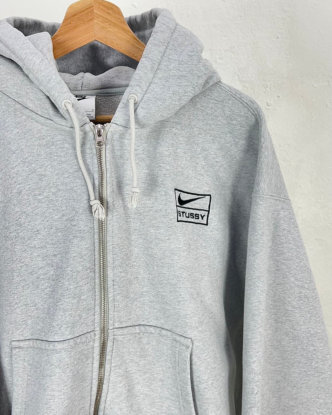 나이키 x 스투시 그레이 헤더 플리스 후디 풀 집업 자켓 상품이미지3