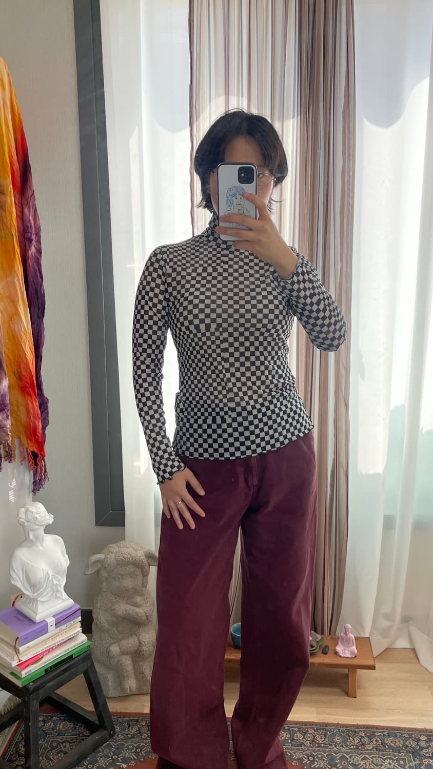 체크 이너 폴라티 일본 빈티지 상품이미지1