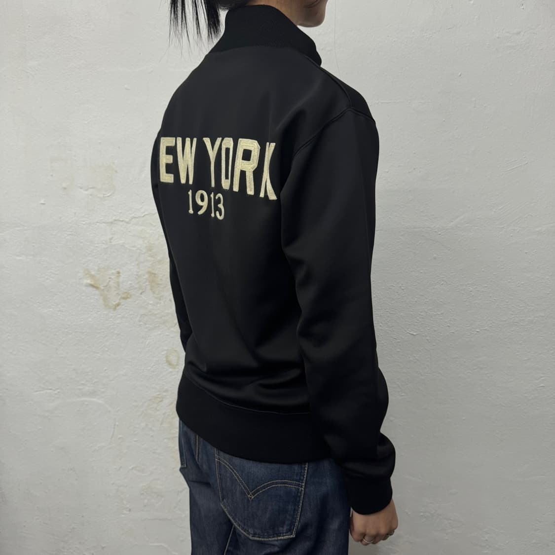 쇼트(Schott) 블랙컬러 양면 자수로고 폴리에스터 하이넥 트랙탑 자켓 상품이미지2