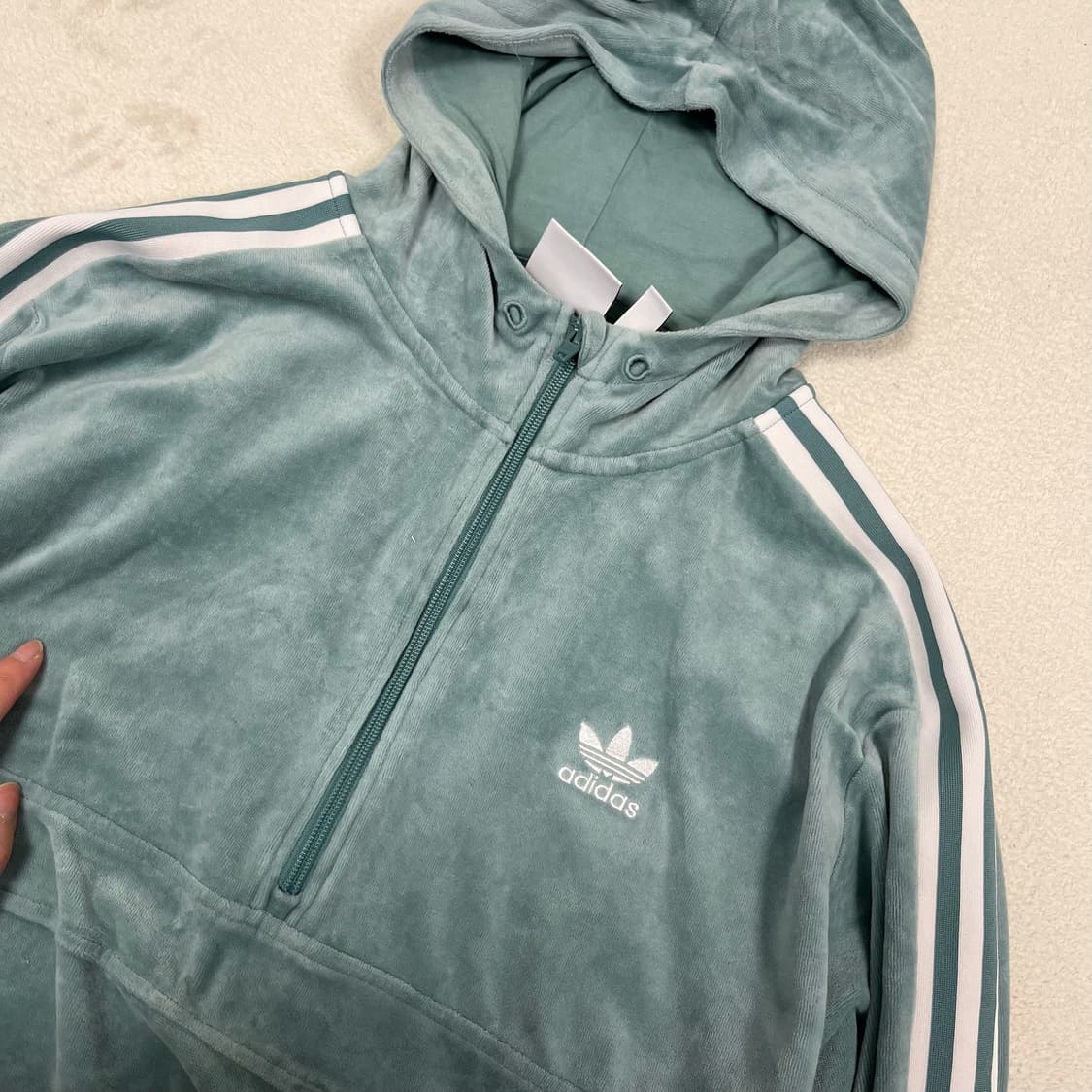 Adidas Mint Cozy Velour Half-zip Hoodie  상품이미지5