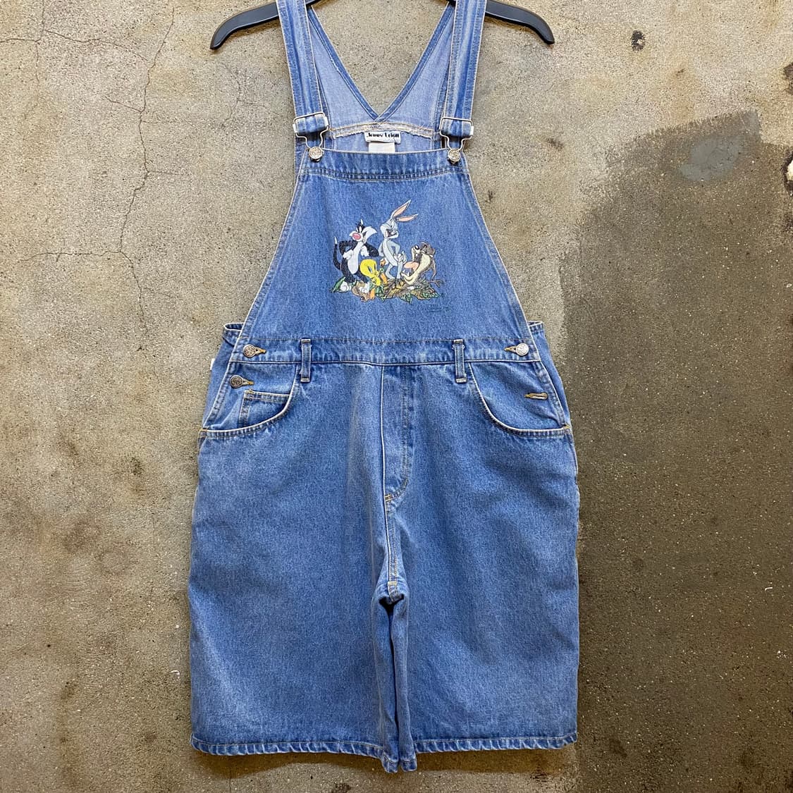 90s Made in USA 빈티지 루니툰 데님 오버롤 반바지 상품이미지1