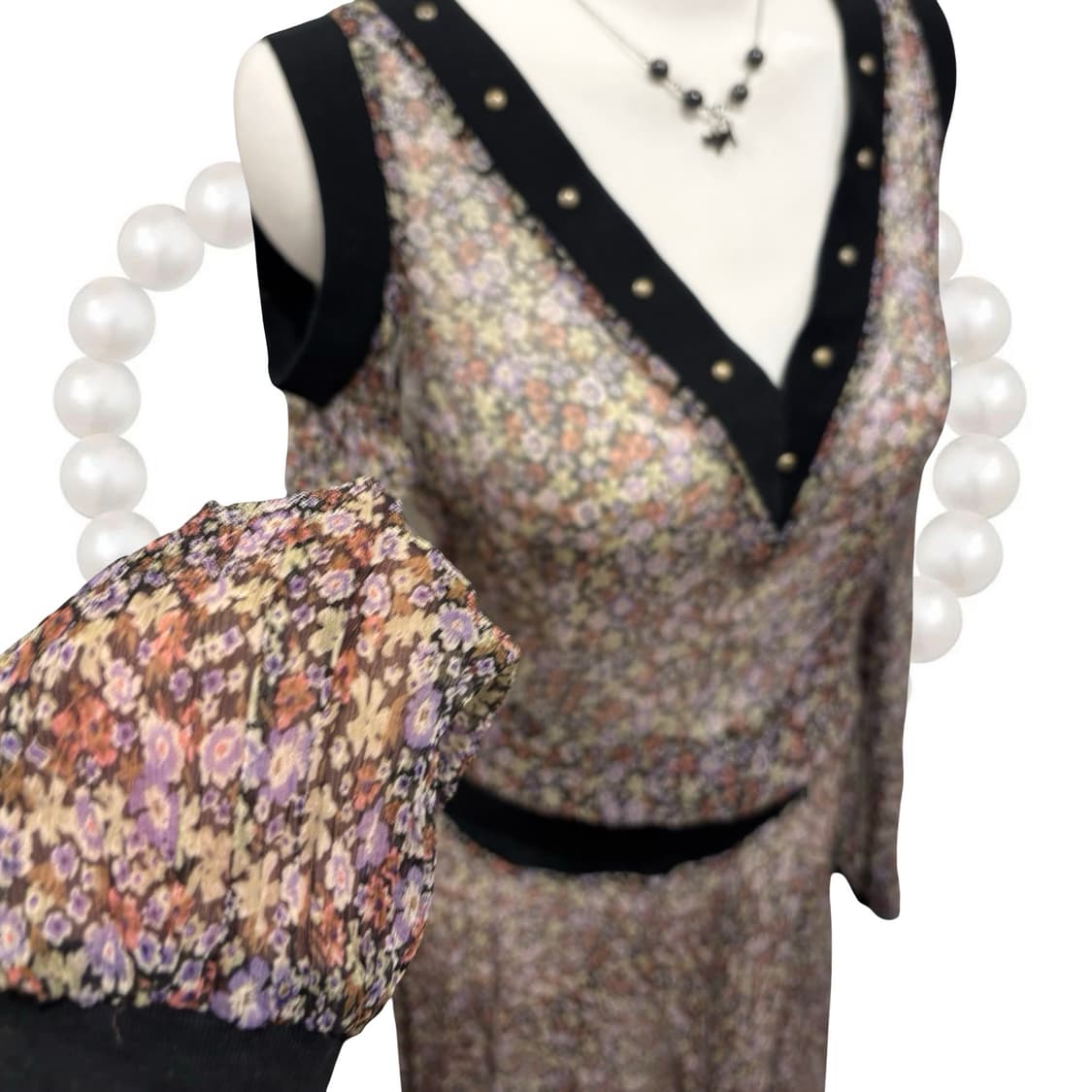 일본 빈티지 유니크 오리엔탈 쉬폰 어깨 트임 원피스 상품이미지7