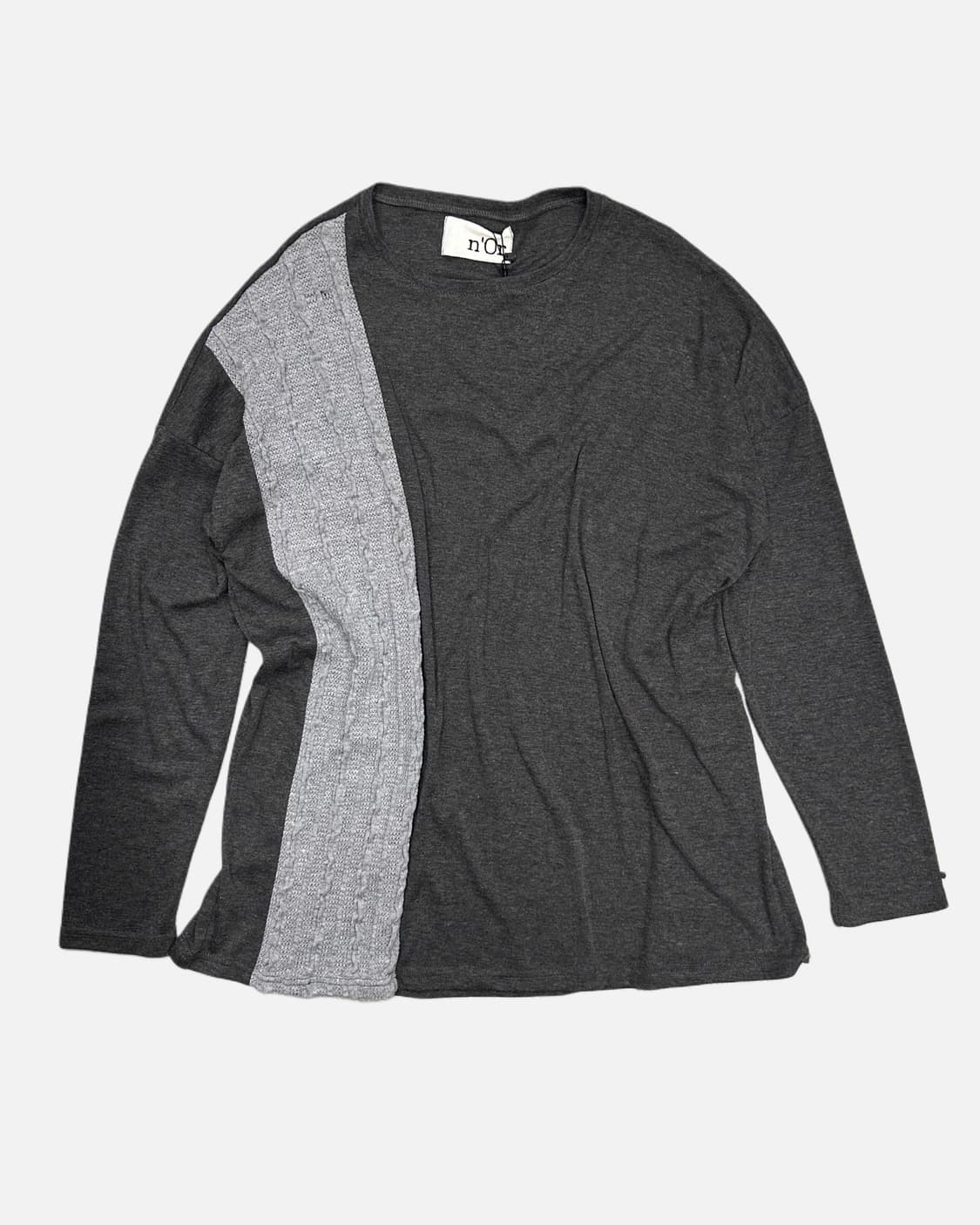 N'OR knit mix charcoal t-shirt 상품이미지1